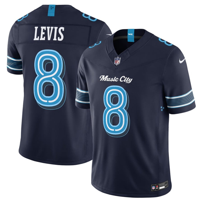 Men's Navy Tennessee Titans #8 Will Levis 2026 F.U.S.E. 'Music City' Rivalries Collection Limited Stitched Football Jersey